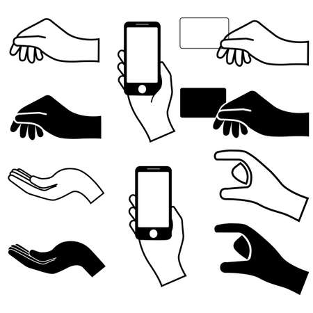 Set of hands silhouette. vector illustrationのイラスト素材