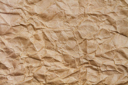 texture of old crumpled brown paperの写真素材
