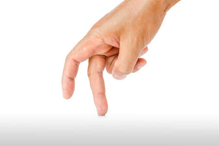walking hand isolated on white background with clipping pathの写真素材