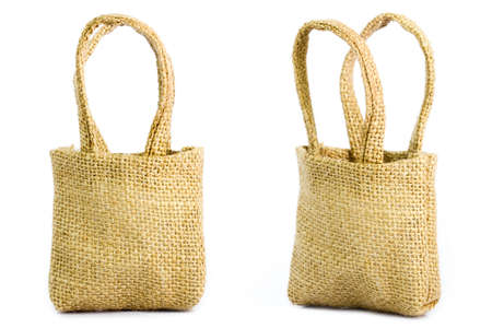 Bag from a sacking isolated on white backgroundの写真素材