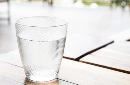 drink water in clear glass on tableの写真素材