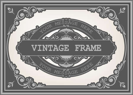Vintage frame with beautiful filigree, decorative border, luxury greeting cards,vector illustrationのイラスト素材