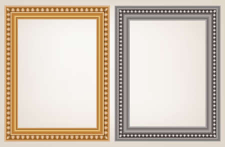 set of wooden vintage frame, decorative border, premium decor elements and wedding label, vector illustrationのイラスト素材