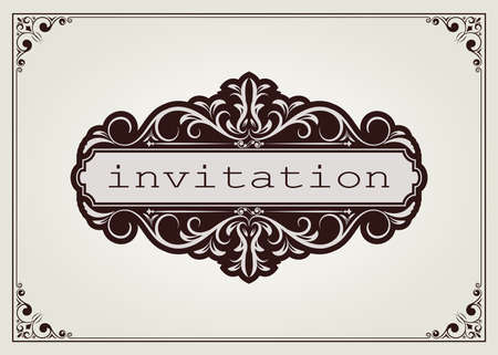 Vintage frame with beautiful filigree and decorative border or premium invitation cards,vector illustrationのイラスト素材