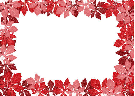 Red leaf frame with beautiful filigree, decorative border, invitation cards, object for decoration as an autumn, vector illustration.のイラスト素材