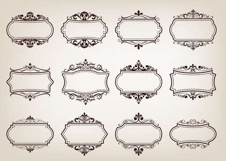 Frame with beautiful filigree and decorative border setのイラスト素材