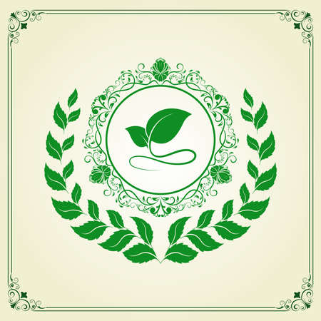 Nature leaf design for premium product or monogram invitation luxury royal, calligraphic elegant elements, ornament vector, vintage frame decorativeのイラスト素材