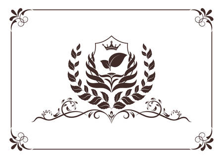 Nature leaf for premium product or monogram invitation luxury royal, calligraphic elegant elements, ornament vector, vintage frame decorativeのイラスト素材