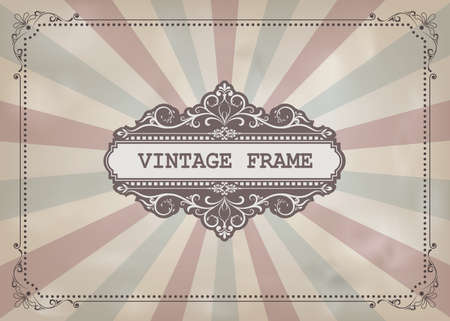 vintage frame with beautiful filigree and decorative border or premium invitation cards on ancient background , vector illustrationのイラスト素材