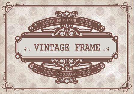 vintage frame with beautiful filigree and decorative border or premium invitation cards on ancient background , vector illustrationのイラスト素材