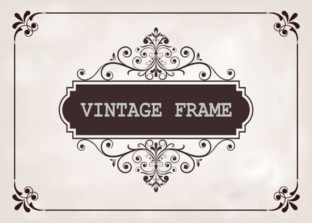 decorative frame in vintage style with beautiful filigree and retro border for premium invitation cards or luxury certificate on ancient background, ornament vectorのイラスト素材