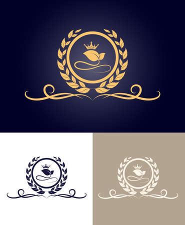 Nature leaf for premium product or monogram invitation luxury royal, calligraphic elegant elements, ornament vector, vintage decorativeのイラスト素材