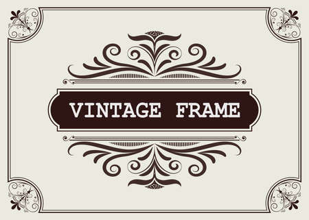 decorative frame in vintage style with beautiful filigree and retro border for premium invitation cards or luxury certificate on ancient background, ornament vectorのイラスト素材