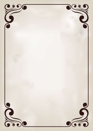 decorative frame in vintage style with beautiful filigree and retro border for premium invitation cards or luxury certificate on ancient background, ornament vectorのイラスト素材