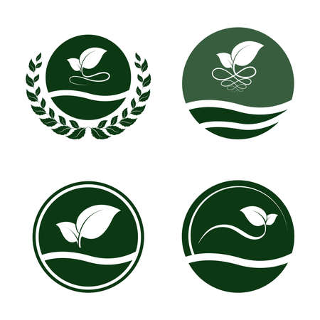 Green leaf symbol on white background.のイラスト素材
