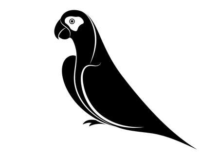parrot silhouette on white background, design for deccorative icon,  Vector illustrationのイラスト素材