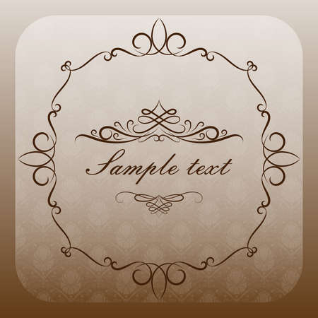 decorative frame in vintage style with beautiful filigree and retro border for premium invitation cards or luxury certificate on ancient background, ornament vectorのイラスト素材