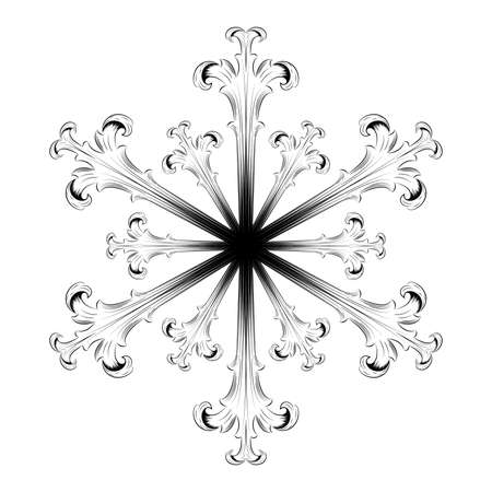 Snowflake icon, decorative ornament object for christmas and new year day in vintage style with beautiful filigree and ancient theme,  vector illustrationのイラスト素材