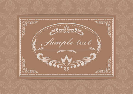 premium invitation or wedding card in vintage decorative golden frame with beautiful filigree and retro border on ancient background, luxury postcard, ornament vectorのイラスト素材