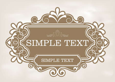 Label design template in vintage style with beautiful filigree and retro border for premium invitation or luxury postcard, decorative frame, ornament vectorのイラスト素材