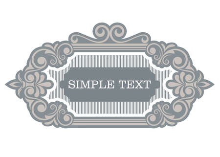 Label design template in vintage style with beautiful filigree and retro border for premium invitation or luxury postcard, decorative frame, ornament vectorのイラスト素材