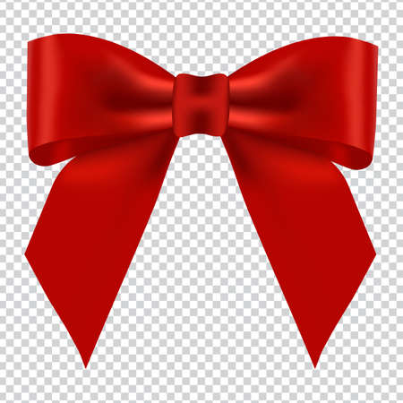 Beautiful red bow for decorative greeting card ,brochure or gift box . Vector illustrationのイラスト素材