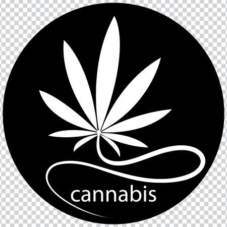 Cannabis leaf. Green marijuana isolated on white background. Herbal medicine herb plant. Vector illustrationのイラスト素材