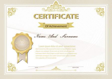 Certificate or diploma vintage style and design template with retro frame or ancient border. vector illustrationのイラスト素材