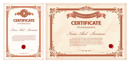 Certificate or diploma vintage style and design template with paper sheet. vector illustrationのイラスト素材
