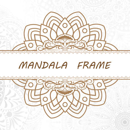 Mandala pattern design template with frame or decorative border vintage stay. Vector illustration.のイラスト素材