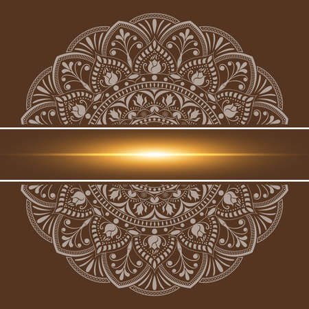 Mandala pattern design template with frame or decorative border vintage stay. Vector illustration.のイラスト素材