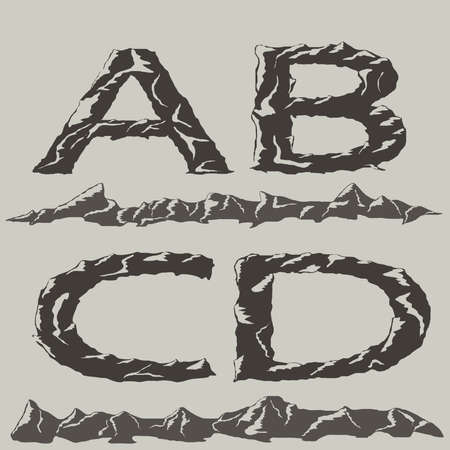 mountains silhouettes font, vector illustratorのイラスト素材