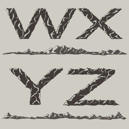 mountains silhouettes font, vector illustratorのイラスト素材