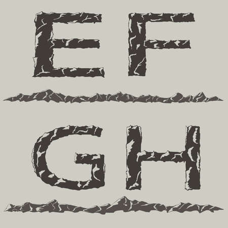 mountains silhouettes font, vector illustratorのイラスト素材