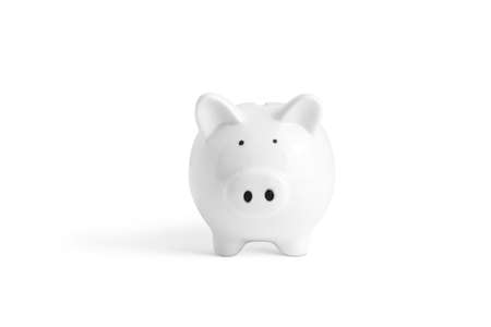 White piggy bank isolated on white background with clipping pathの写真素材