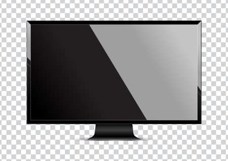 Realistic computer display and icon monitor isolated on transparent background. Vector illustrationのイラスト素材