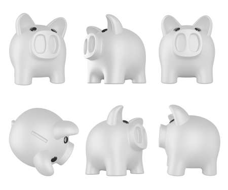 White piggy bank isolated on white backgroundの写真素材
