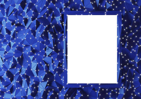 Abstract polygonal frame, space low polygon background, technology concept. 3d renderの写真素材