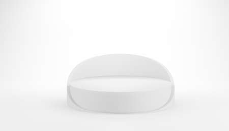 White podium, product pedestal isolated on white background. 3d renderの写真素材