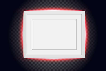 wooden frame with red light on transparent background, vector illustrationのイラスト素材