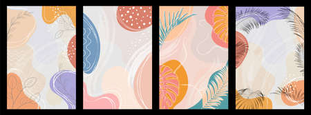 set of abstract tropical leaf. jungle tropical background, plant vector