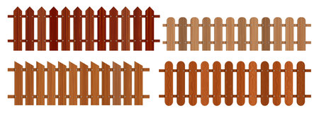 set of wooden fence vector , garden or farm palisadeのイラスト素材