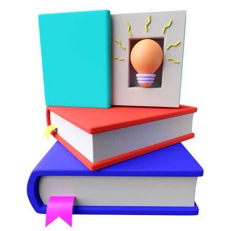 colorful books with light bulb, knowledge concept,3d render