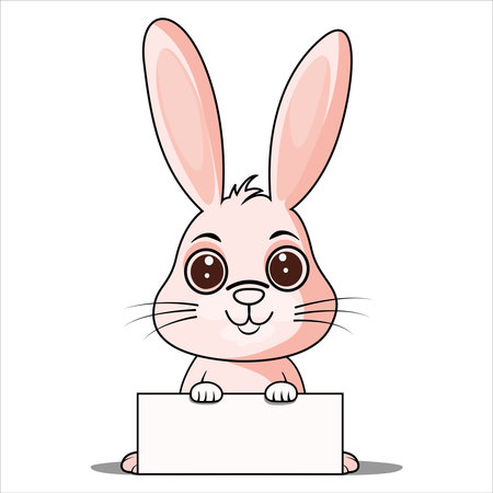 Easter bunny is holding a empty sign,rabbit cartoon  isolated on white background. vector illustrationのイラスト素材