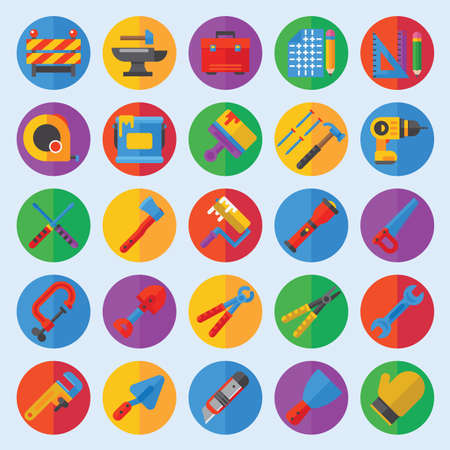 Tools for repair care icons flat setのイラスト素材