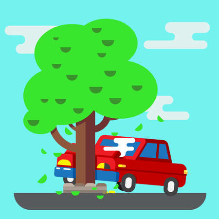 Road accident car trendy illustration vector flatのイラスト素材