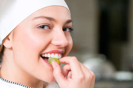 Chef Cooking, Cutting and preparing next plateの写真素材