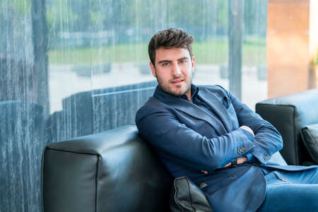 Business man sitting in conference roomの写真素材