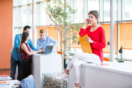 Start up of enterprise, women leader the new company self-confidentの写真素材