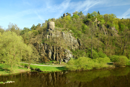 Castle ruin Zboreny Kostelec near Tynec nad Sazavou, Czech republicの写真素材